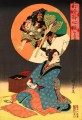 Una mujer sueña con estar en el Kabuki viendo Toyohara Chikanobu